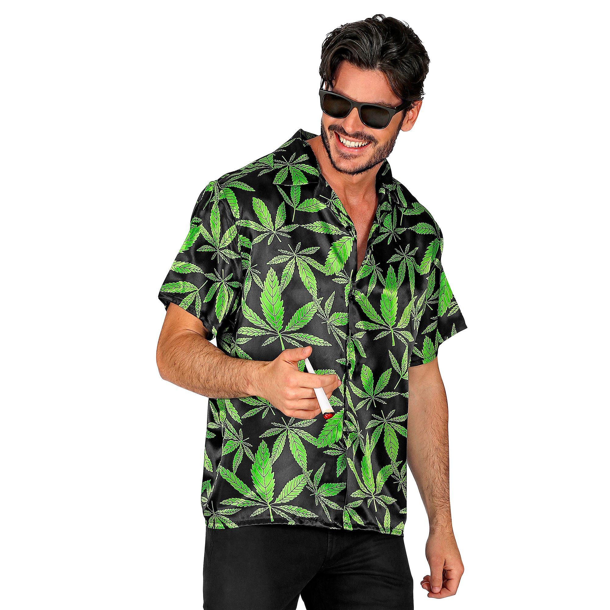 Cannabis blouse met wiet bladeren joint de club