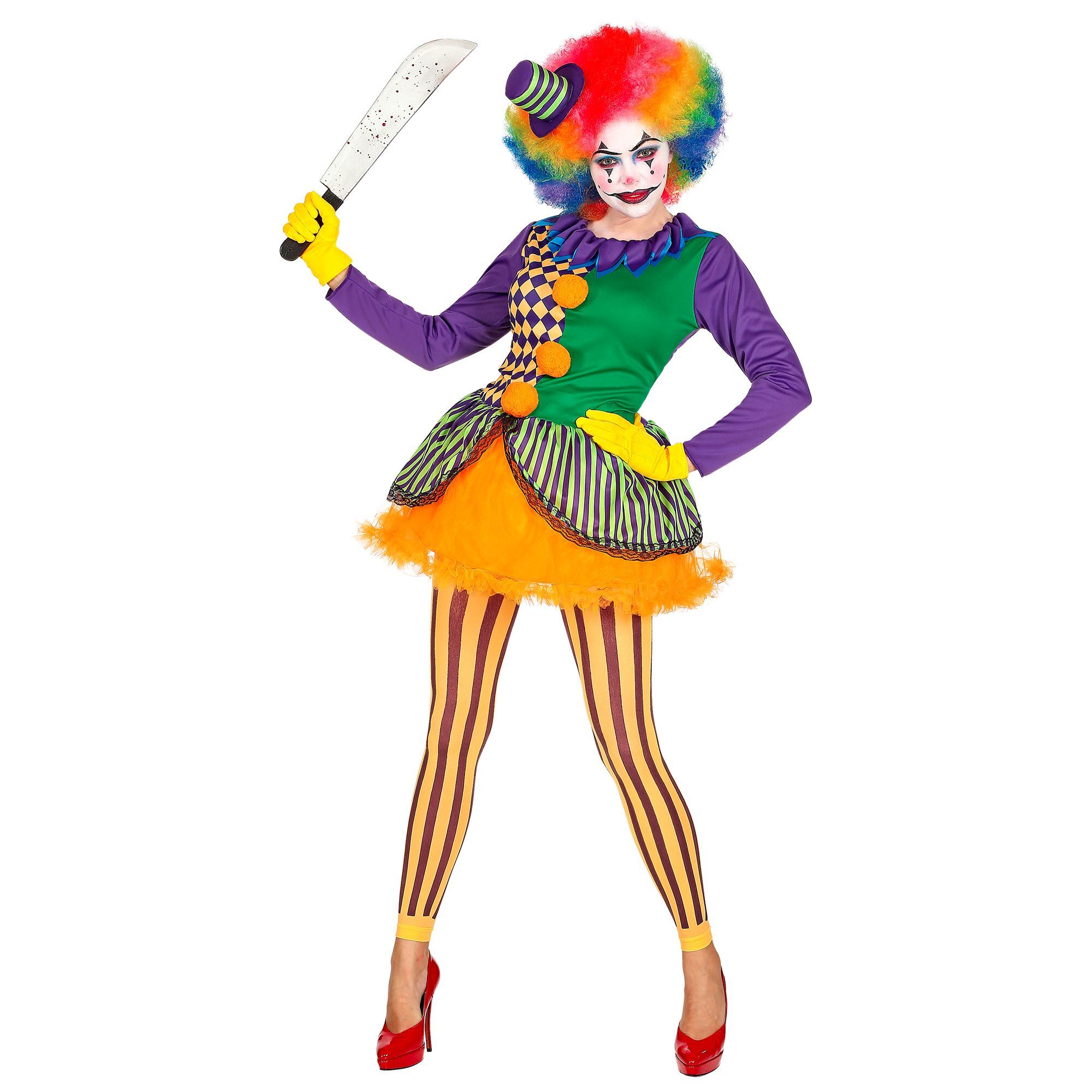 Crazy knettergekke circus clown kostuum jurk vrouw voor halloween