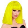 Disco pruik neon geel zeer steil haar showgirl 