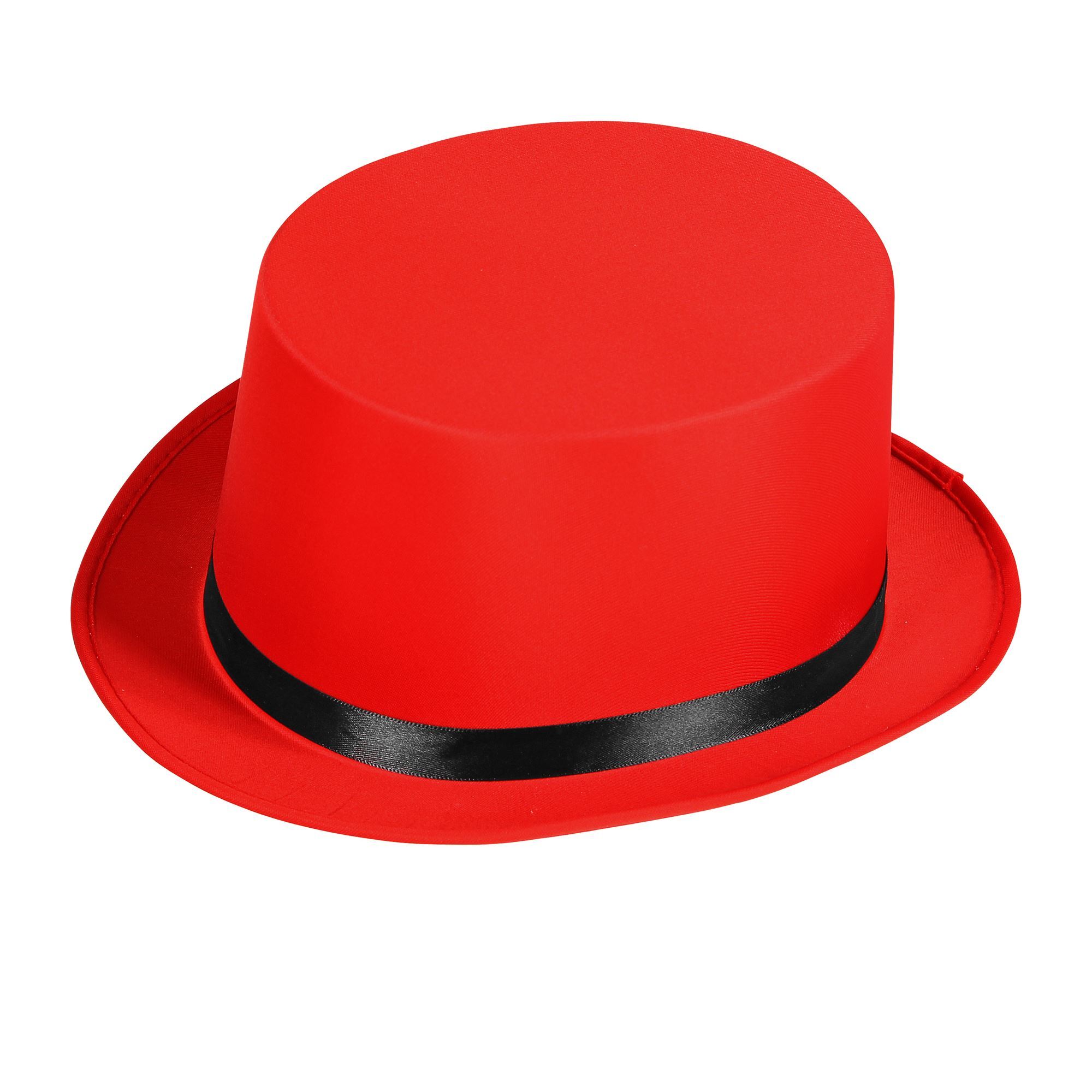 Hoge hoed in het rood met zwarte band circus directeur
