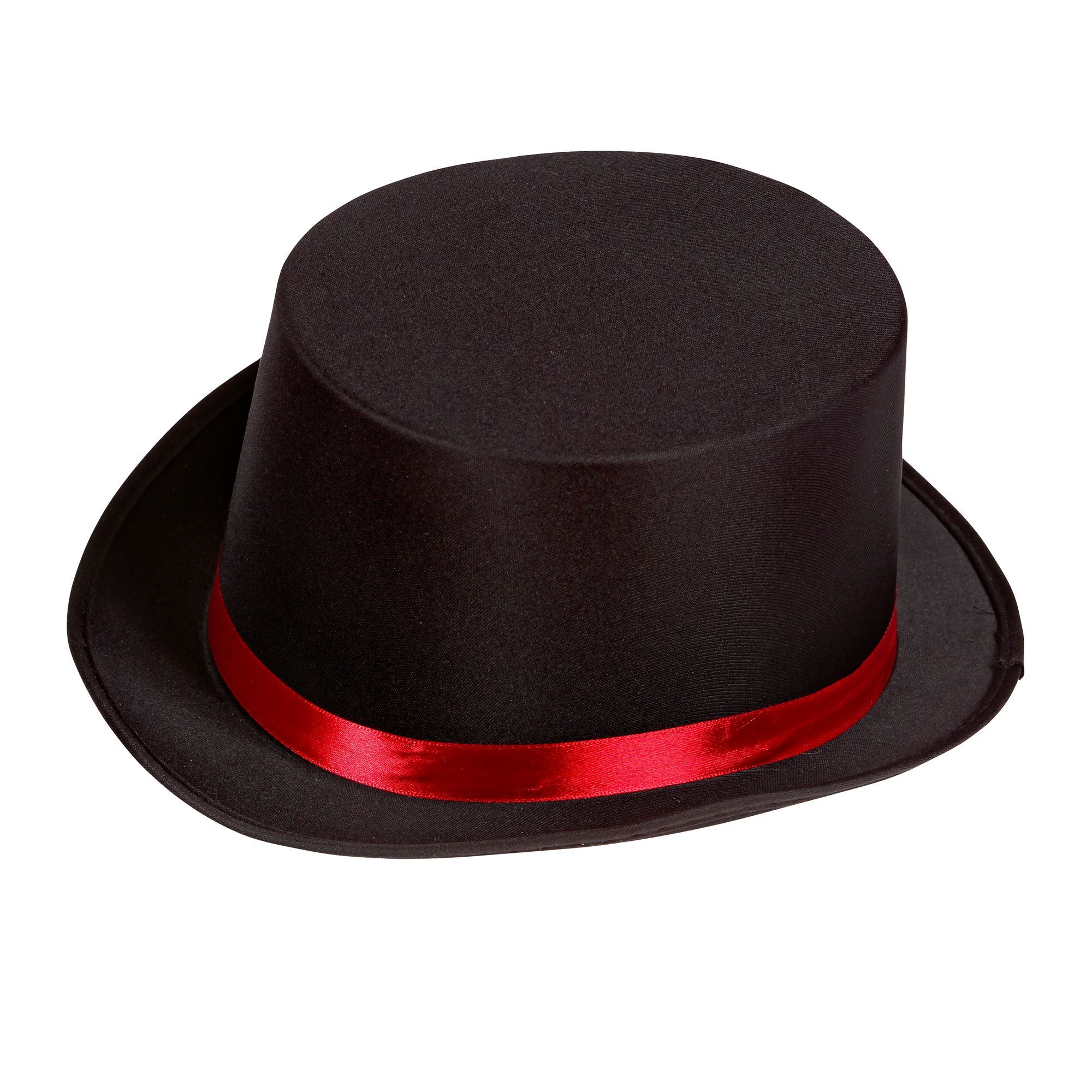 Hoge hoed zwart met rode band circus directeur