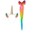Magische unicorn verkleed set diadeem met eenhoorn en regenboog staart met strik