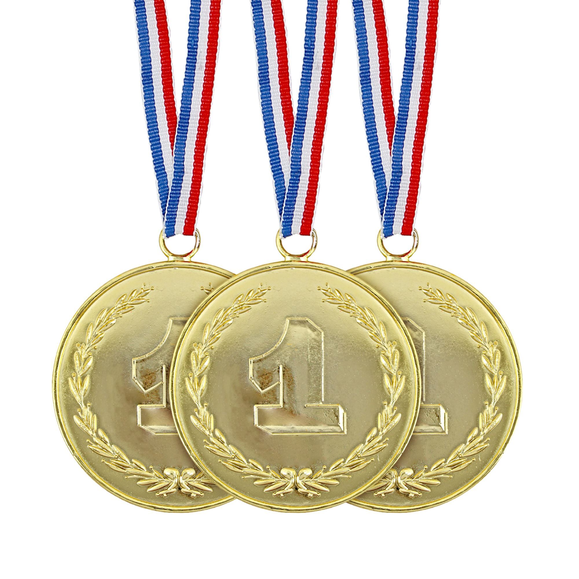 Medailles set 3 stuks nep goud plastic voor een echte kampioen 