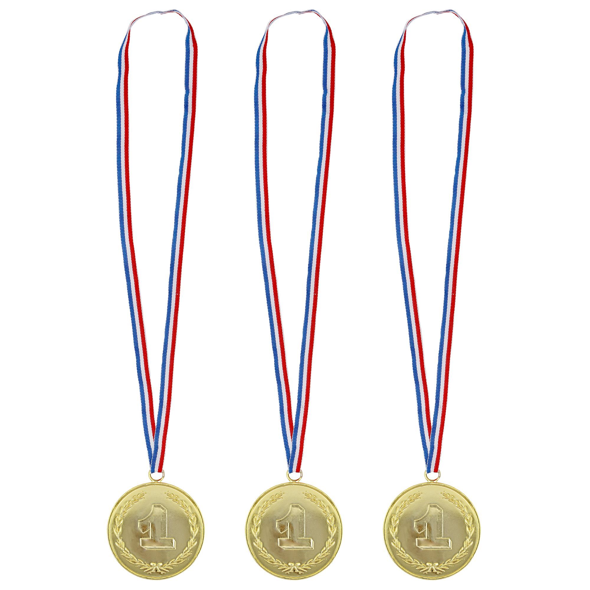 Medailles 3 stuks nep goud plastic voor een ...