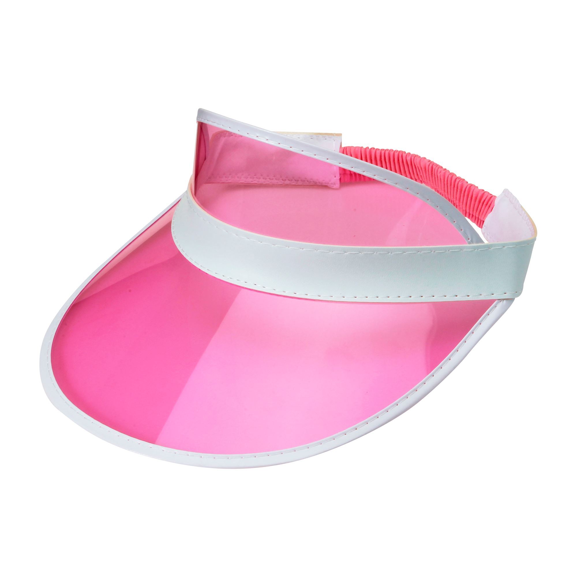 Roze zonneklep in tachtiger jaren stijl perfect voor foute party outfit
