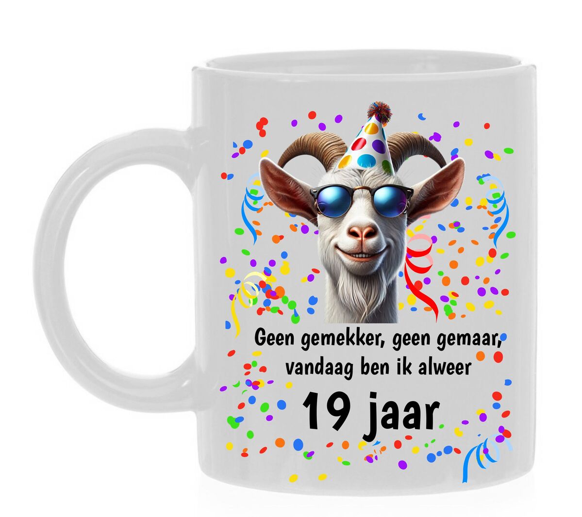 Verjaardag mok negentien jaar met orginele tekst en print