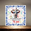 foto 2 Verjaardagstegel met hilarische spreuk en afbeelding geit leeftijd 76 jaar