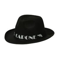 Zwarte gangster hoed met opdruk Al Capone voor echte carnaval gangsta Zwarte gangster hoed met opdruk Al Capone voor echte carnaval gangsta