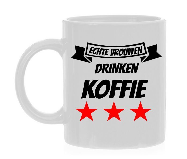 echte vrouwen drinken koffie koffiemok