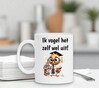 foto 4 Grappige koffiemok met de uitspraak ik vogel het zelf wel uit!