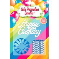 Happy birthday kaarsjes voor op taart blauw verjaardag 16 stuks Happy birthday kaarsjes voor op taart blauw verjaardag 16 stuks