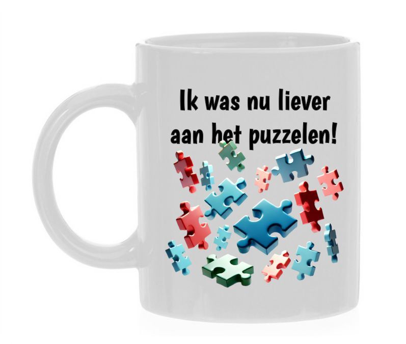 ik was nu liever aan het Puzzelen koffiemok grappige kleurrijk puzzel