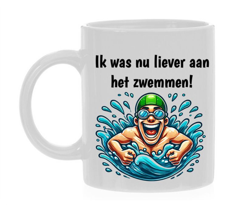 ik was nu liever aan het zwemmen koffiemok leuk cadeau grappig voor een man