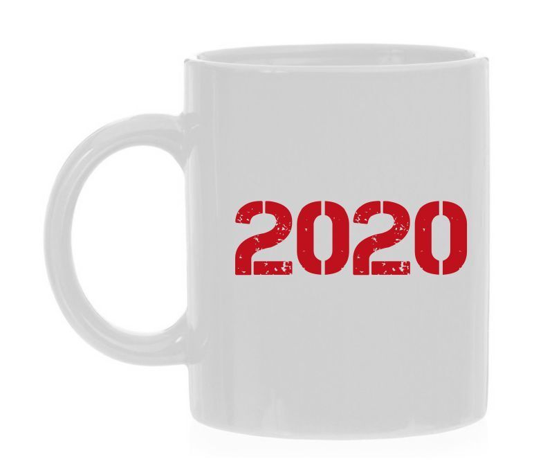 Koffiemok jaartal 2020 vintage robijnrood look