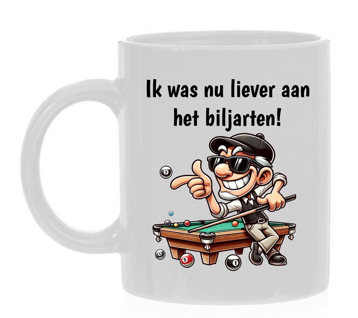 Koffiemok voor biljart liefhebbers biljarten.