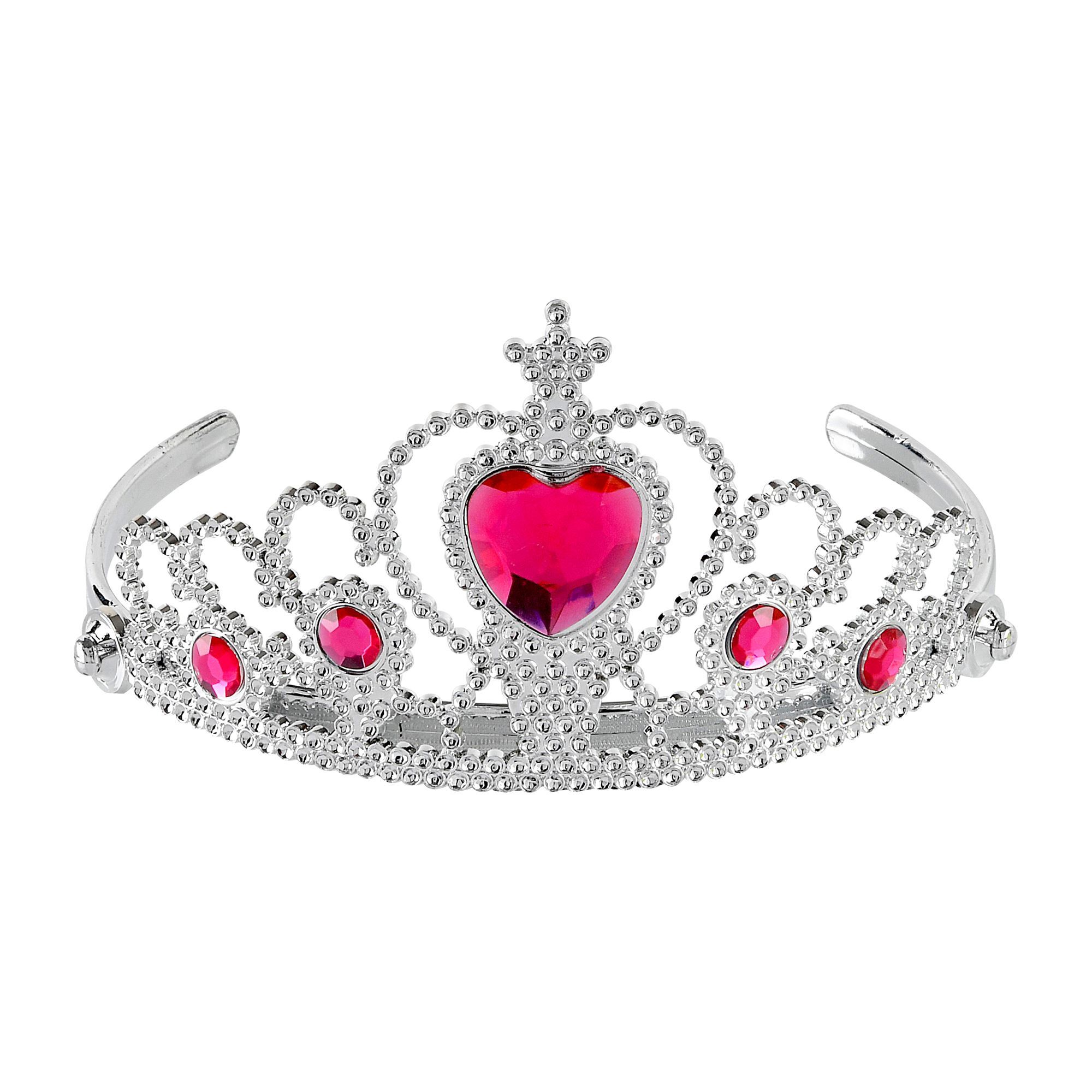 Tiara zilver voor een echte prinses met roze steentjes