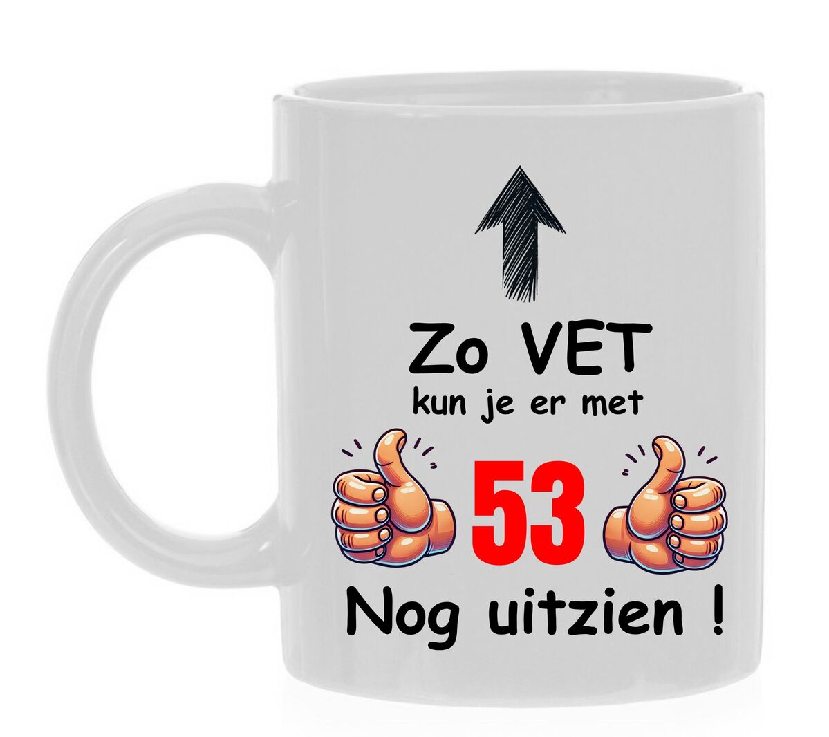 Grappig koffiemok voor een verjaardag van iemand van 53 jaar vet