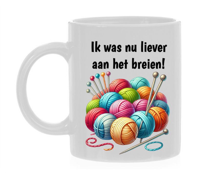 ik was nu liever aan breien koffiemok Breien Garen Naalden Bal wol Ambacht Brei