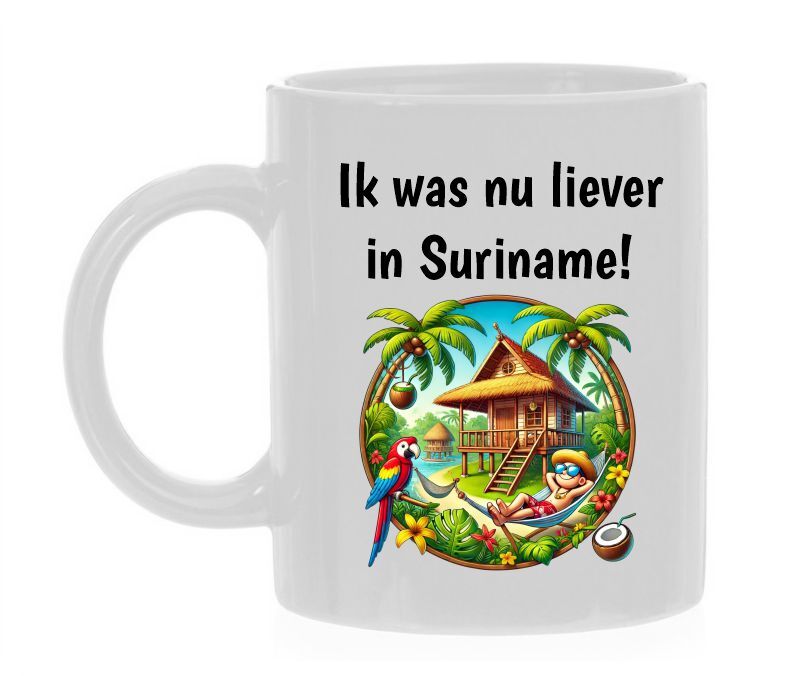 ik was nu liever in Suriname koffiemok