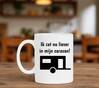 foto 2 ik zat nu liever in mijn caravan koffiemok vakantie camping