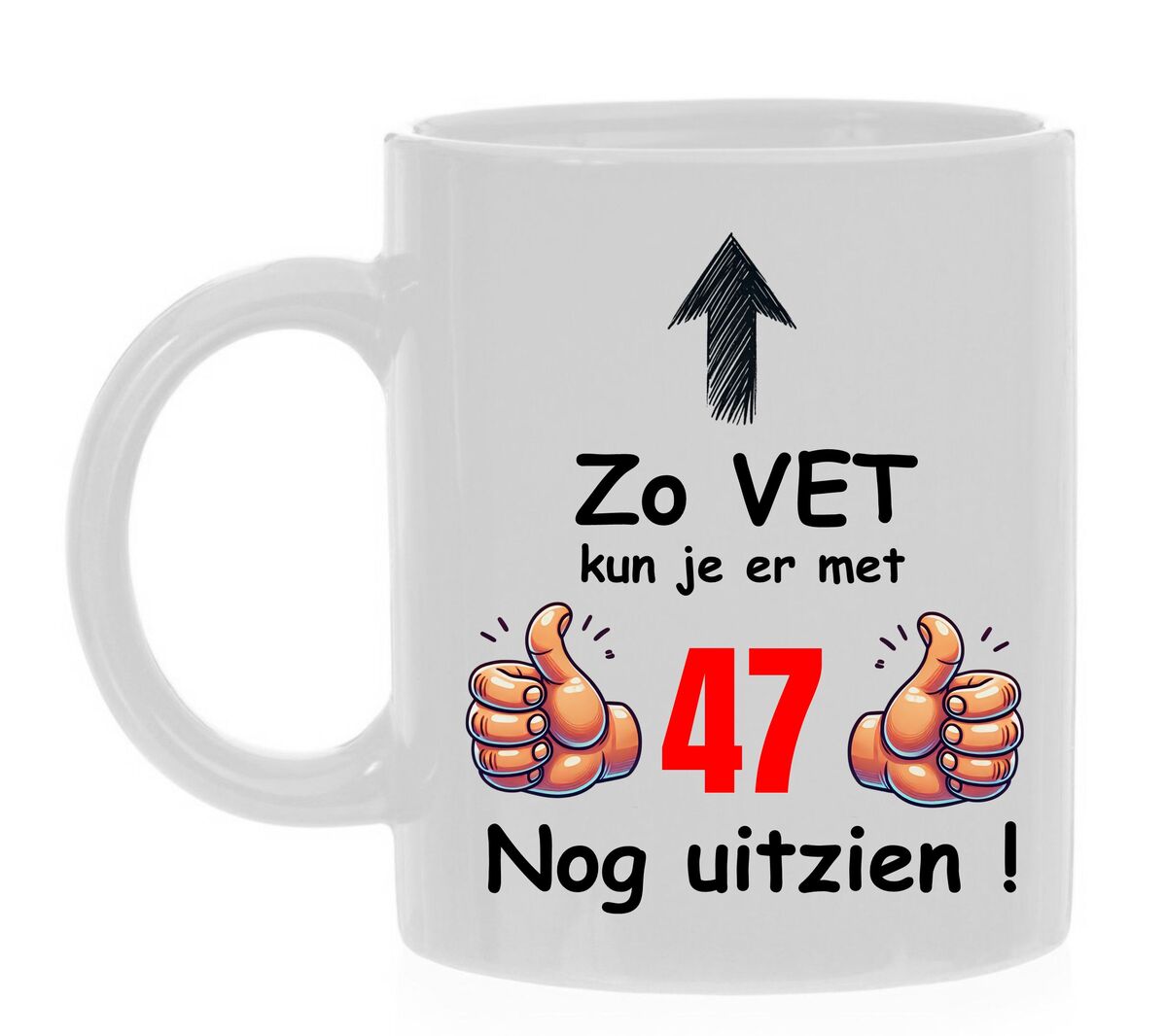 Koffiemok cadeau verjaardag voor hem of haar die 47 jaar wordt grappig leuk vet