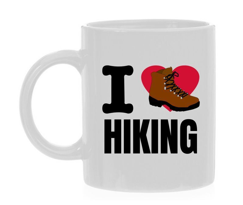 Koffiemok houden van hiking wandeling natuur sport