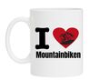 Koffiemok houden van mountainbiken  sport bossen fietsen