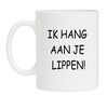 foto 1 koffiemok ik hang aan je lippen grappig tekst voor op een koffiemok