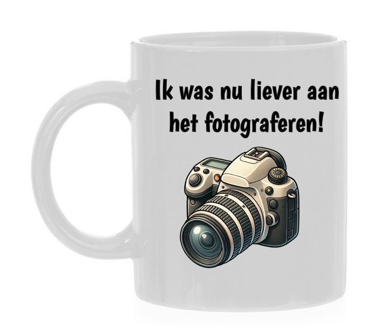 Koffiemok Ik was nu liever aan het fotograferen fotograaf hobby mok mug