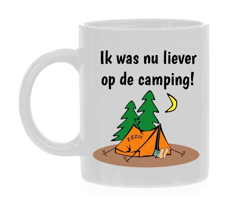 Koffiemok ik was nu liever op de camping tentje tent