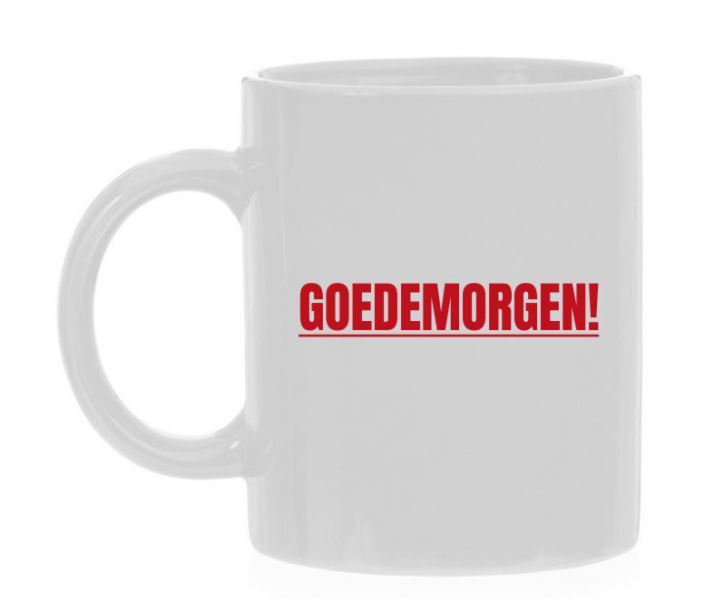 Koffiemok met de tekst goedemorgen!