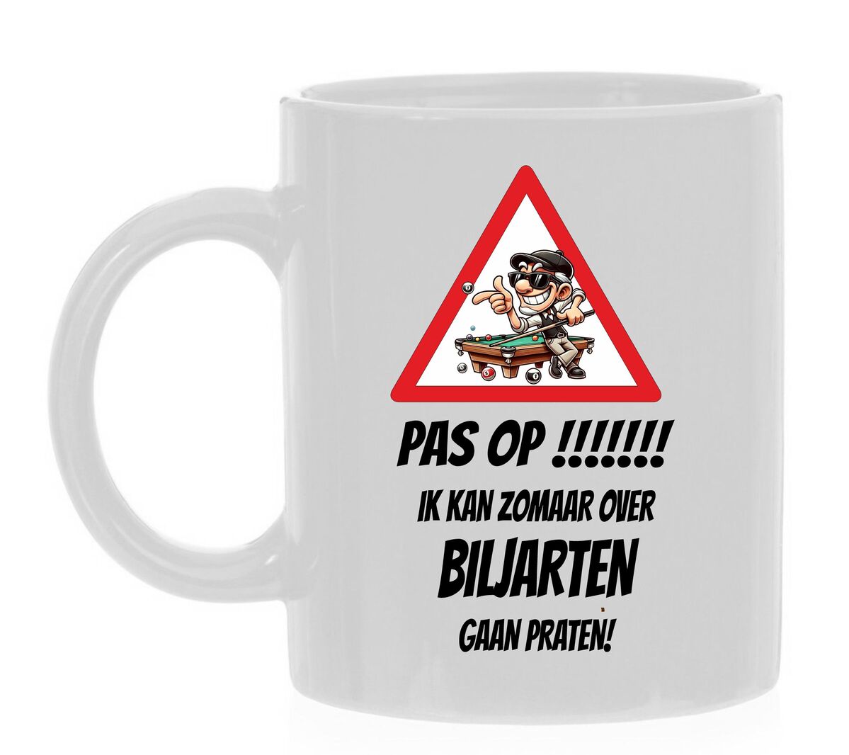 Koffiemok voor biljart liefhebbers biljarten pas maar op altijd praten over biljarten