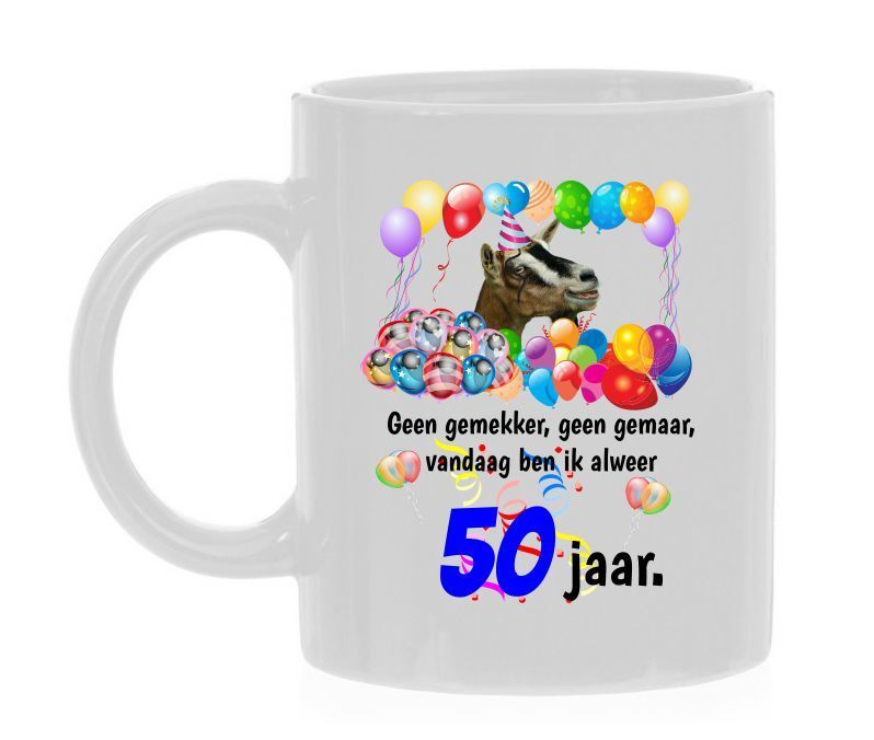 Koffiemok voor een verjaardag van 50 jaar cadeau voor sarah of abraham