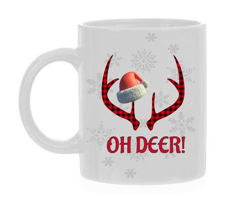 oh deer kerst rendier gewei koffiemok
