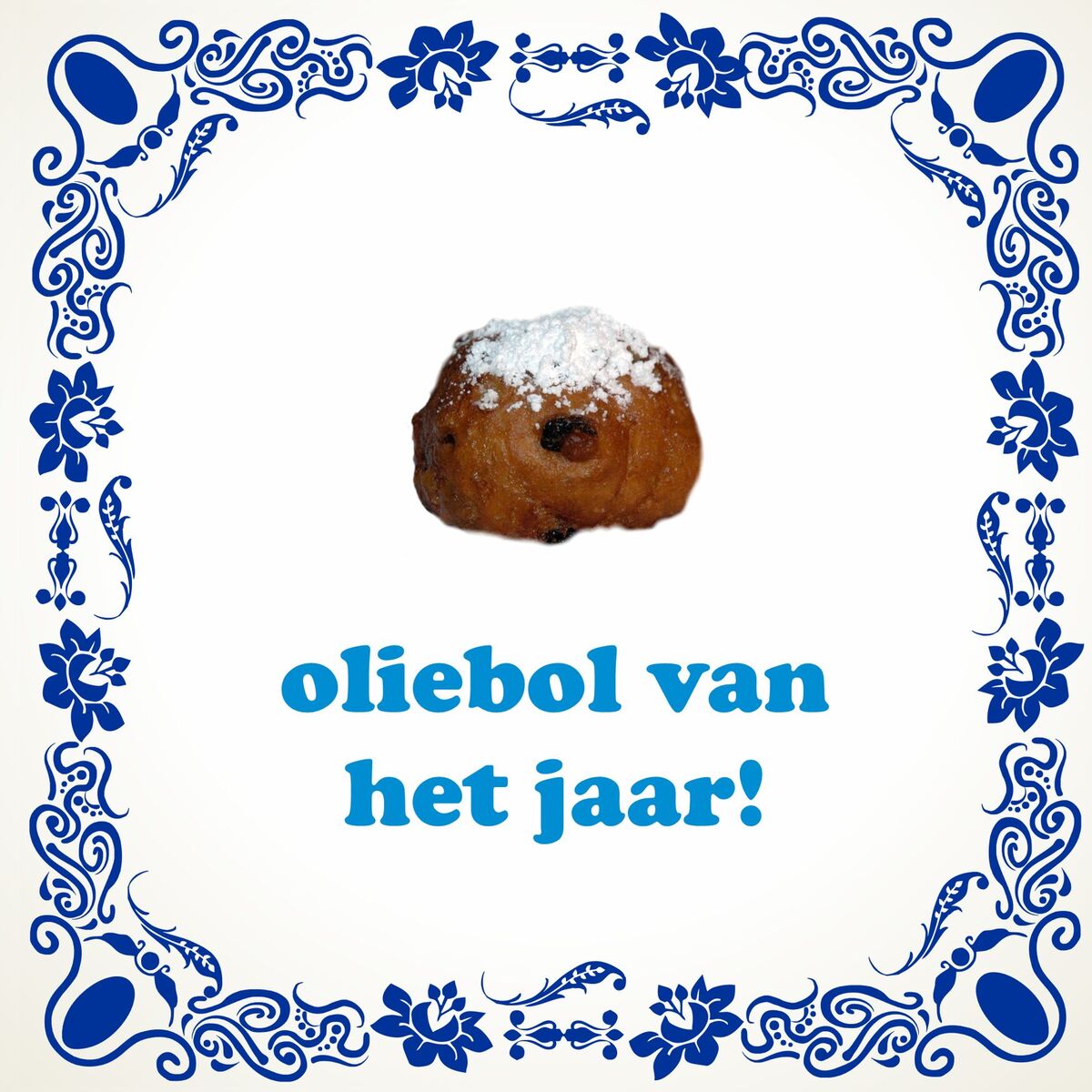 Tegeltje 15x15 cm  oliebol van het jaar grappig cadeau met afbeelding van oliebol