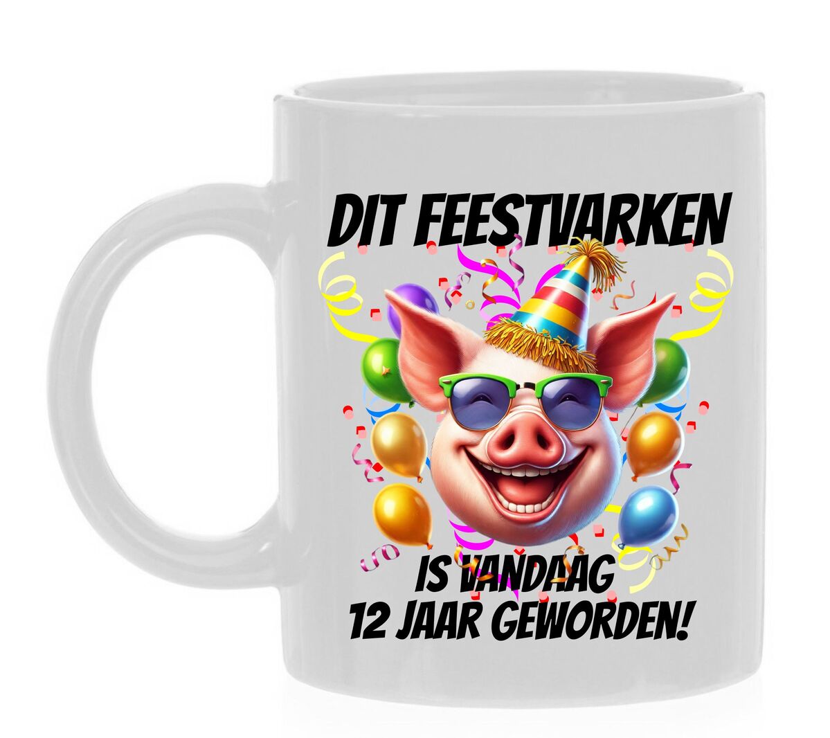 Beker verjaardag 12 jaar voor een feestvarken