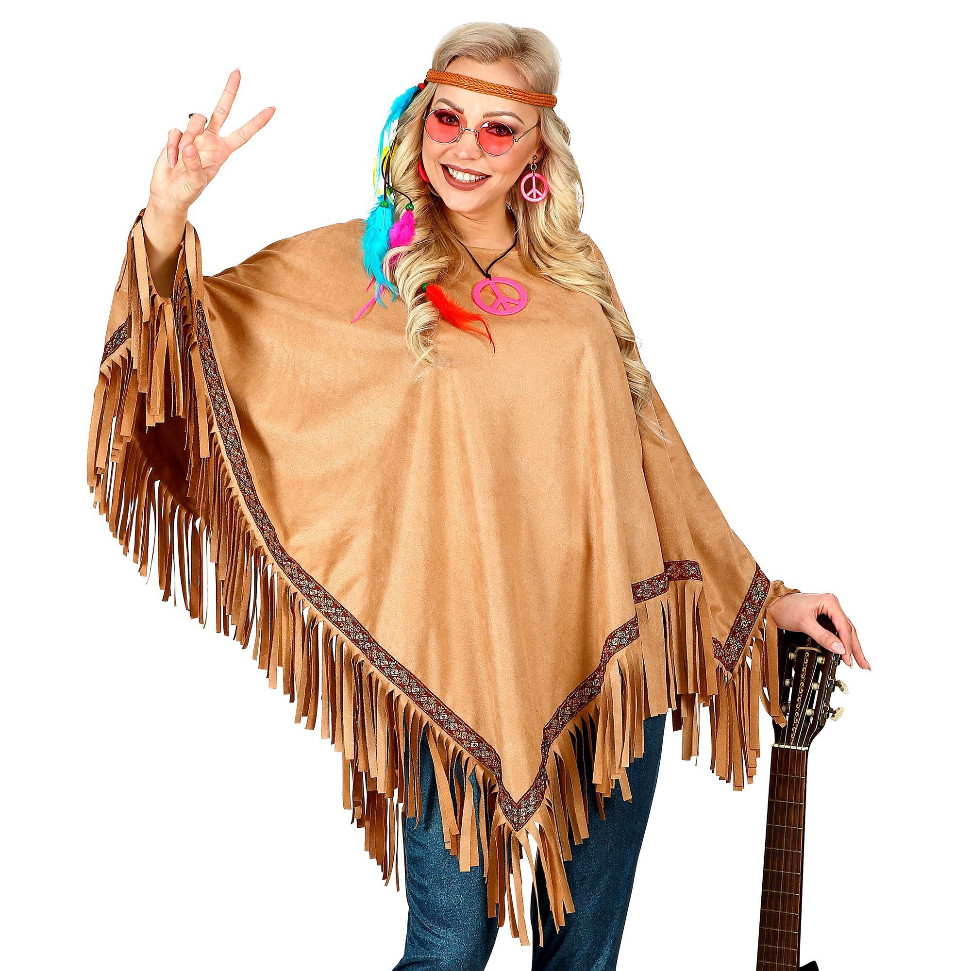 Bruine hippie poncho