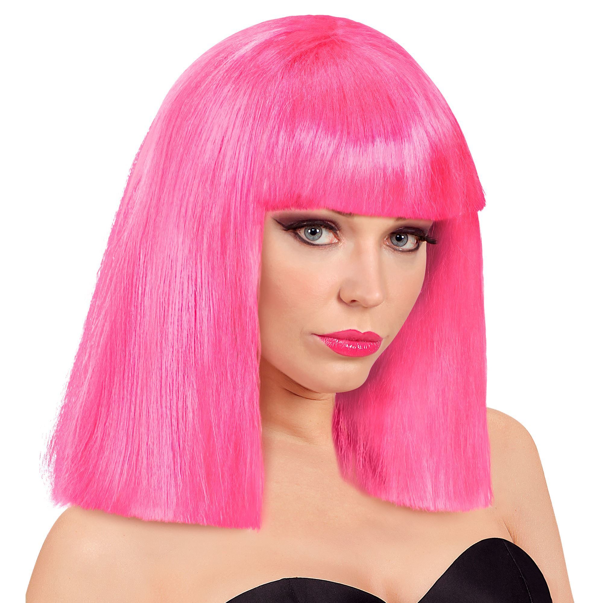 Disco pruik fel roze Showgirl 