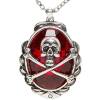 Doodskop ketting met rood juweel piraat