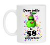 Koffiemok bedrukt met tekst en full colour  print 58 jaar toffe peer
