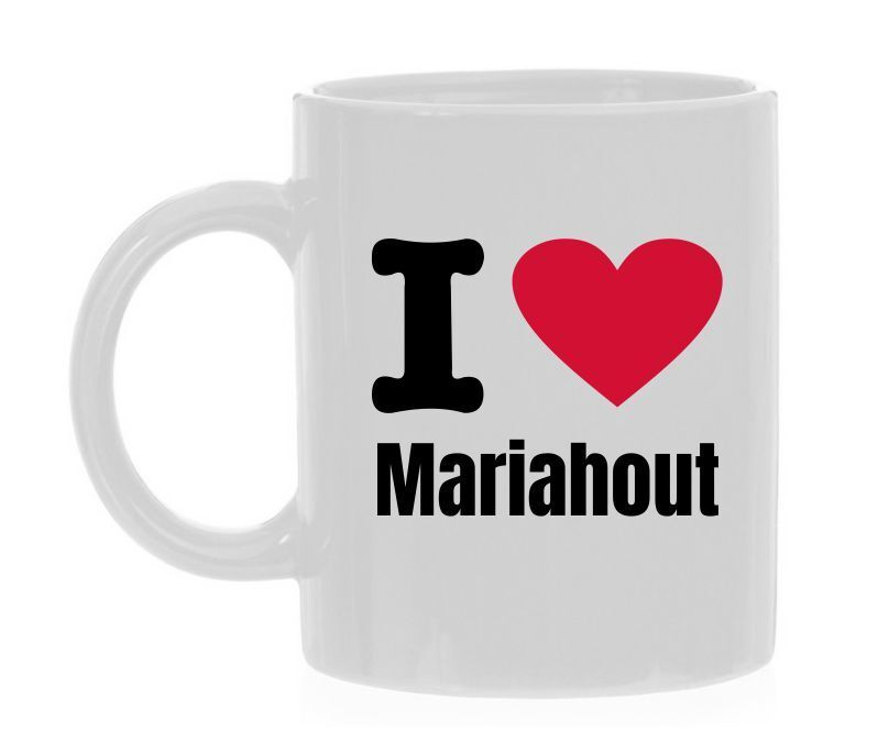Koffiemok dol op houden van Mariahout