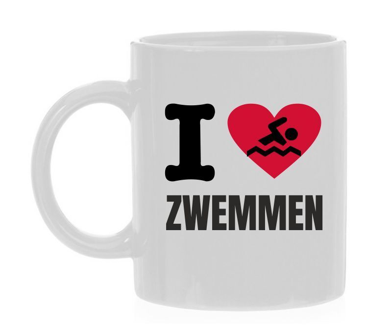 Koffiemok Ik hou van zwemmen zwemmer zwemster