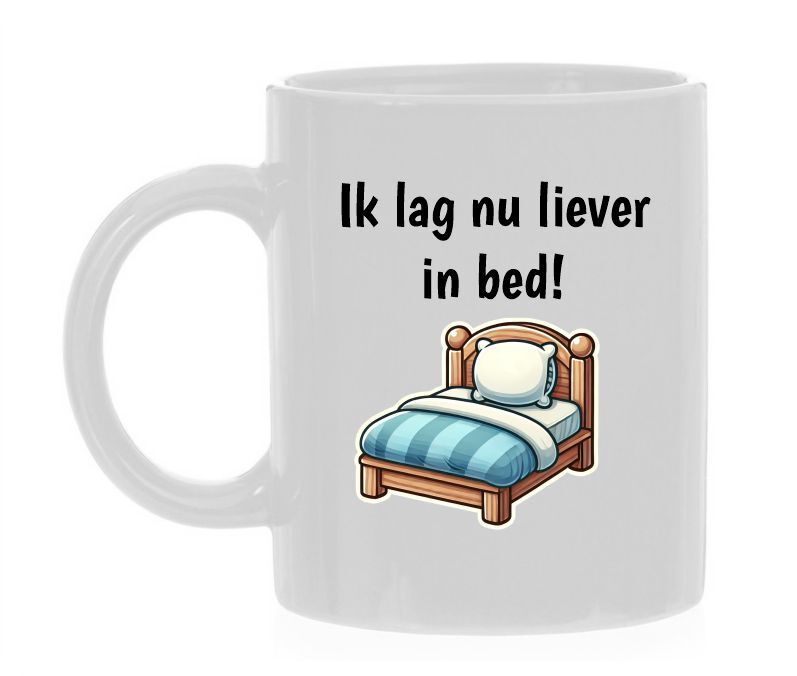 koffiemok ik lag nu liever in bed uitslapen lekker 