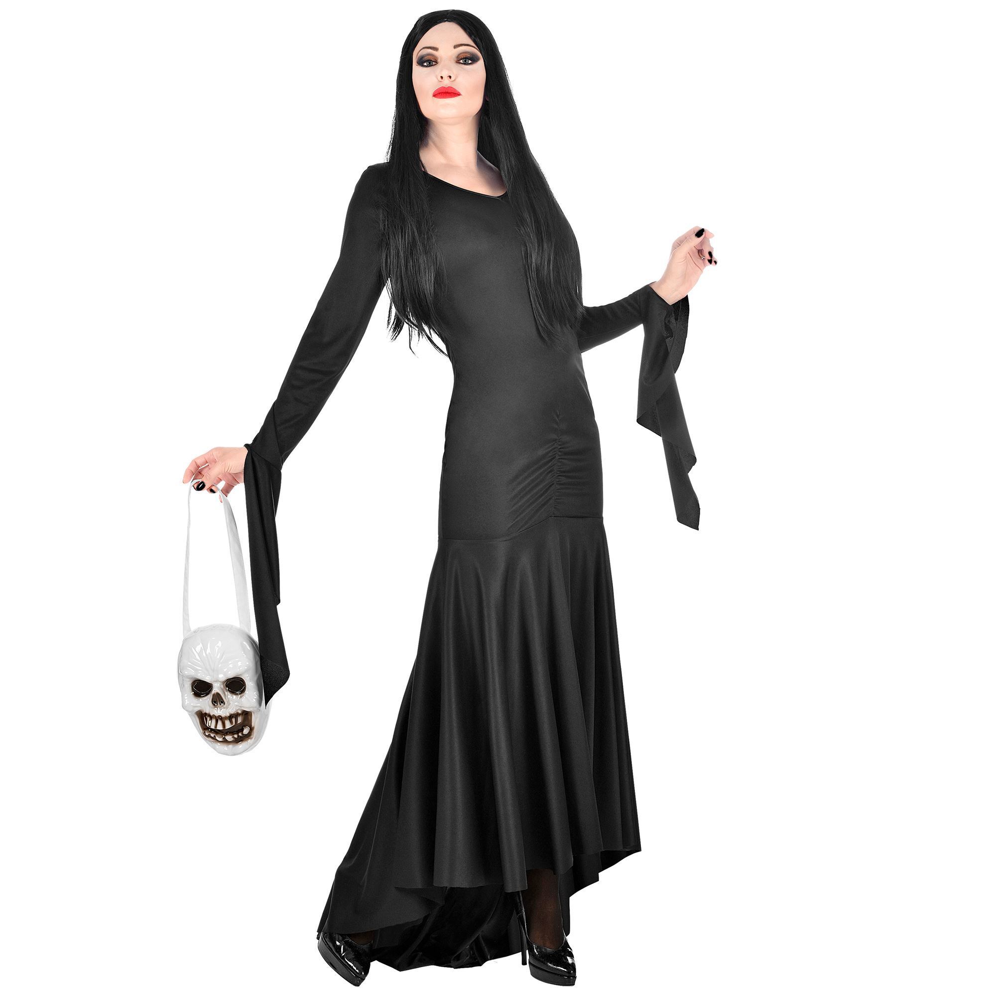 Lange gothic jurk zwart Mortisia 