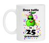 Mok verjaardag 25 jaar bedrukt met tekst en print van een toffe peer