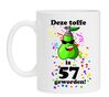 Mok verjaardag 57 jaar met leuke kleurrijke print toffe peer