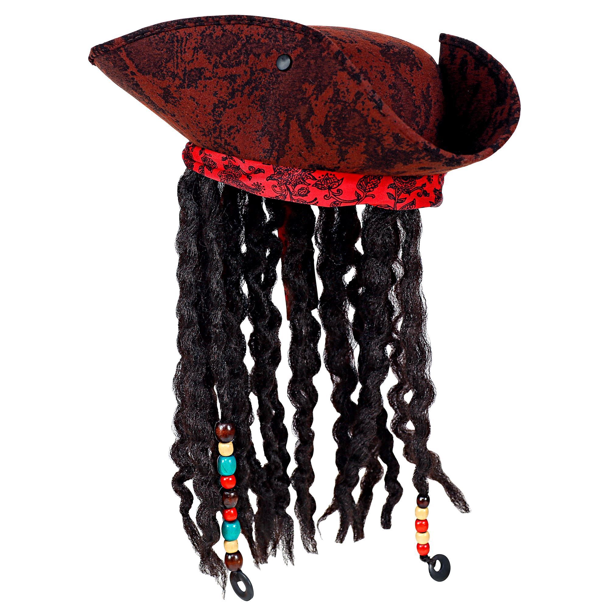 Piraat hoed met dreadlocks en bandana