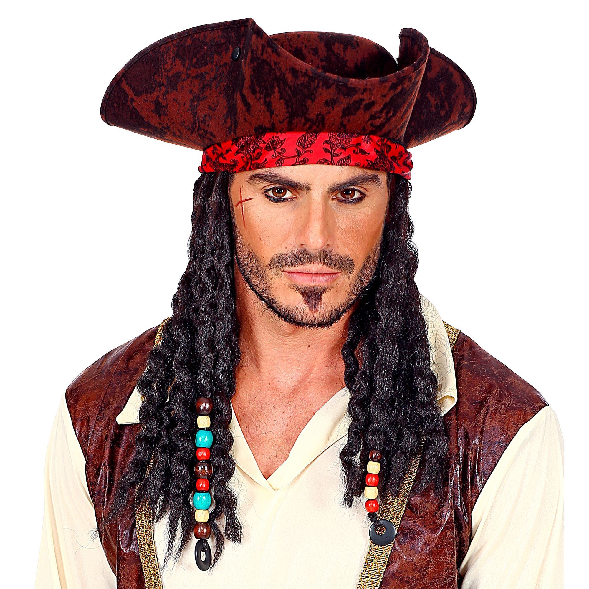 Gangster vod compressie Piraat hoed met dreadlocks en bandana Goedkoop