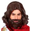 Pruik middeleeuwen met baard bruin