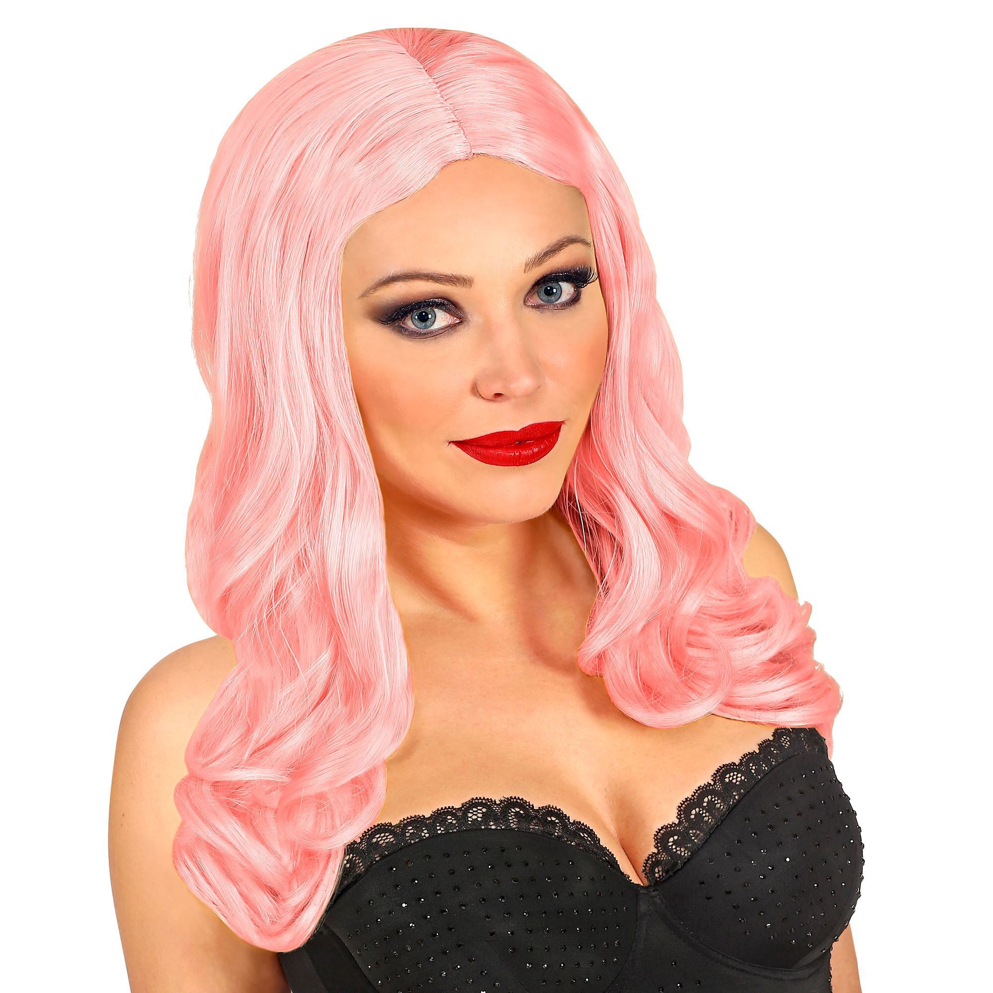 Roxy pruik oud roze lang haar